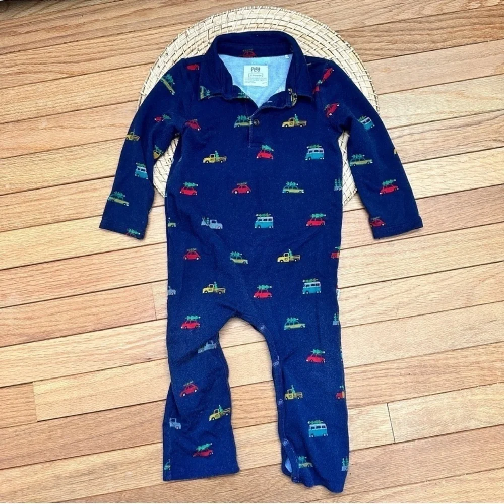 Little Sleepies Play Trees On Cars Long Sleeve Union Suit 12-18 Months